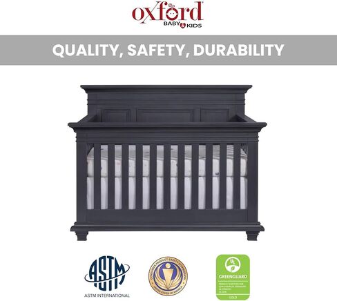 Oxford Baby Weston 4-in-1 Convertible Baby Crib, Midnight Slate, Green Guard Gold Certified in Kuwait