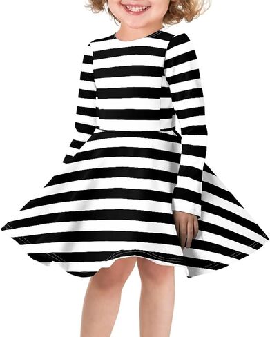 Girl Casual Long Sleeve Dresses Winter Fall Spring A Line Skater Twirl Dress,Age 3-16 Years in Kuwait