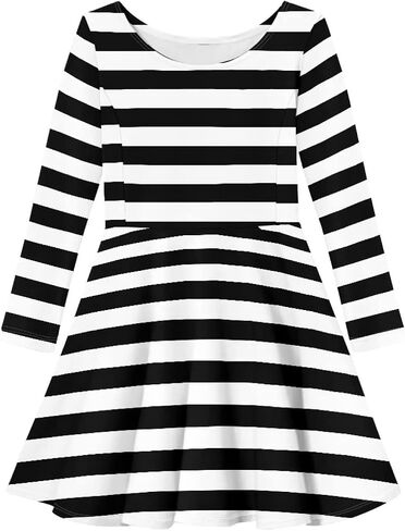 Girl Casual Long Sleeve Dresses Winter Fall Spring A Line Skater Twirl Dress,Age 3-16 Years in Kuwait