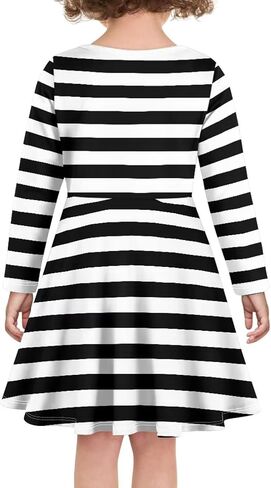 Girl Casual Long Sleeve Dresses Winter Fall Spring A Line Skater Twirl Dress,Age 3-16 Years in Kuwait