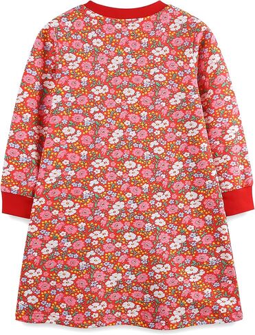 Hongshilian Girls Cotton Chirstmas Dress Long Sleeve Cartoon Appliques Casual Playwear Dresses in Kuwait