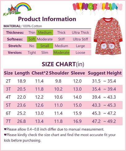 Hongshilian Girls Cotton Chirstmas Dress Long Sleeve Cartoon Appliques Casual Playwear Dresses in Kuwait