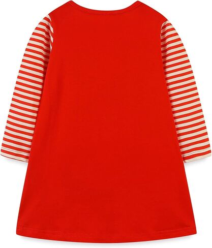 Hongshilian Girls Cotton Chirstmas Dress Long Sleeve Cartoon Appliques Casual Playwear Dresses in Kuwait