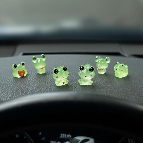 Luminous Frog Car Dashboard Decor, 6PCS Fun Frog Car Dash Decorations Car Rear View Mirror Ornament Interior Accessories for Home Office in Saudi Arabia