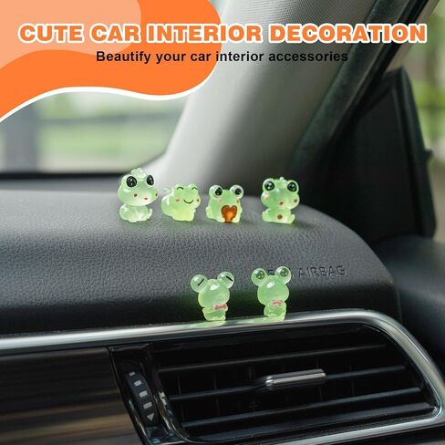 Luminous Frog Car Dashboard Decor, 6PCS Fun Frog Car Dash Decorations Car Rear View Mirror Ornament Interior Accessories for Home Office in Saudi Arabia