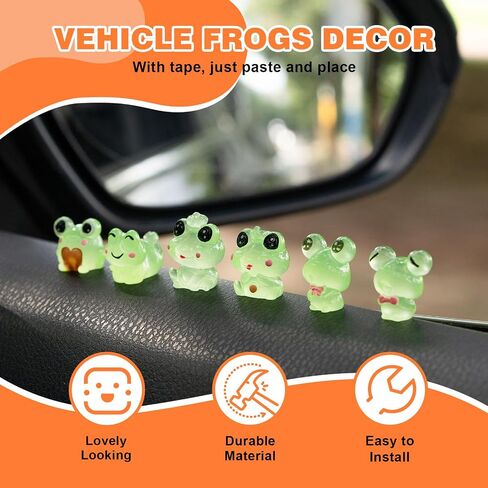 Luminous Frog Car Dashboard Decor, 6PCS Fun Frog Car Dash Decorations Car Rear View Mirror Ornament Interior Accessories for Home Office in Saudi Arabia