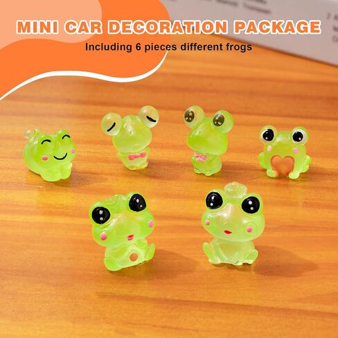 Luminous Frog Car Dashboard Decor, 6PCS Fun Frog Car Dash Decorations Car Rear View Mirror Ornament Interior Accessories for Home Office in Saudi Arabia
