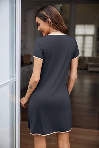 Ekouaer Sleep Shirts for Women Nightgown Short Sleeve Night Shirts for Women Sleepwear Soft Nightdress S-XXL in Saudi Arabia