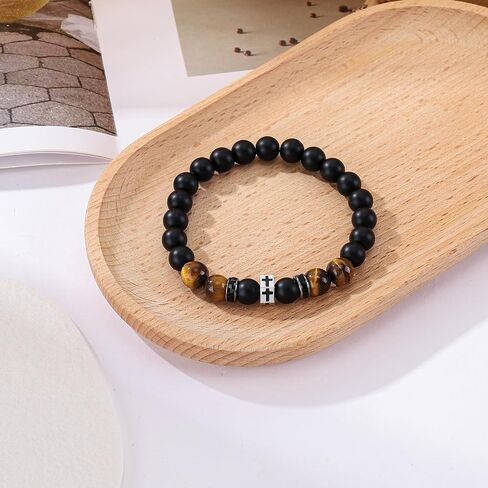 Cross Bracelet for Men Dad Father Husband Son Brother Grandson Father's Day Birthday Graduation Christian Faith Religious Bracelets First Communion Confirmation Gifts in Kuwait