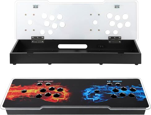 Sturdy DIY Arcade Console Kit - Metal Base and Acrylic Panel, 2 Player Video Game Machine Case, Supports 8 Buttons Each, Compatible with Pandora Kits (Black) in Saudi Arabia