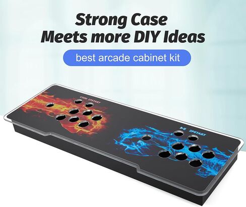 Sturdy DIY Arcade Console Kit - Metal Base and Acrylic Panel, 2 Player Video Game Machine Case, Supports 8 Buttons Each, Compatible with Pandora Kits (Black) in Saudi Arabia