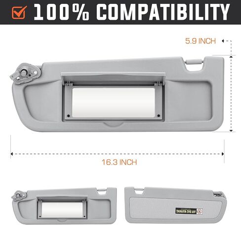 Youxmoto Left Driver Side Car Sun Visor for Honda Civic 2006 2007 2008 2009 2010 2011 EX LX Sedan SI Coupe, Grey Visor Replaces # ‎83280-SNA-A01ZA in Saudi Arabia