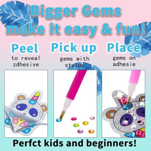 luoisaci 14pcs جوهرة كبيرة الماس فن الرسم الفنون الحرف سلاسل المفاتيح suncatchers مجموعات للهدايا، طقم الطلاء الفسيفساء بالأرقام للبنين الفتيات طفل صغير DIY إنشاء جوهرة الخاصة بك in Saudi Arabia