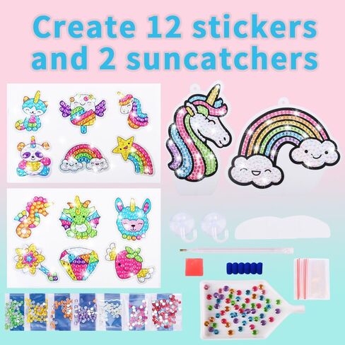 luoisaci 14pcs جوهرة كبيرة الماس فن الرسم الفنون الحرف سلاسل المفاتيح suncatchers مجموعات للهدايا، طقم الطلاء الفسيفساء بالأرقام للبنين الفتيات طفل صغير DIY إنشاء جوهرة الخاصة بك in Saudi Arabia