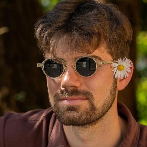 Trendy Round Polarized Sunglasses for Men Women Chunky Hippie Costume Sun Glasses 90s Circle Retro Style in Kuwait