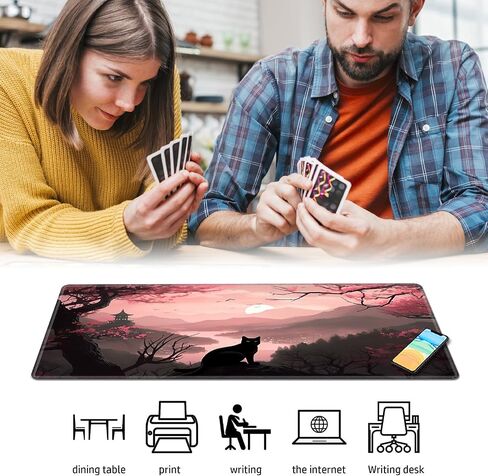 حصيرة اللعب لـ MTG، حصيرة الألعاب مقاس 24 × 14 بوصة، دعامة مطاطية غير قابلة للانزلاق TCG وحصيرة ألعاب اللوحة للبطاقات، مفارش مكتب لوحة الماوس - برج القط الأسود in Kuwait
