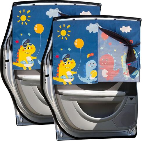 Car Side Window Shades, 2 Pack Magnetic Car Sun Shades for Baby Double Layer Full Shade/Half Shade Options Cartoon Car Window Curtain for Kids Heat/UV Protection in Saudi Arabia