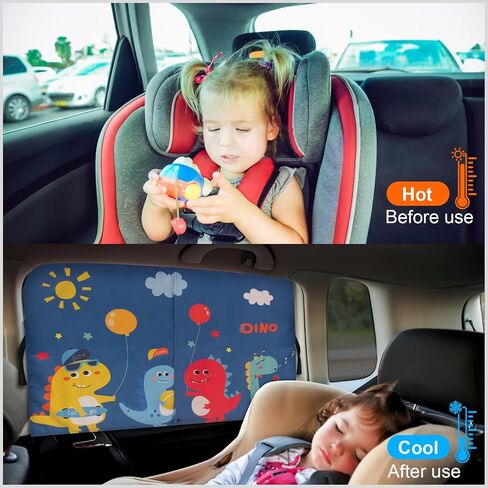 Car Side Window Shades, 2 Pack Magnetic Car Sun Shades for Baby Double Layer Full Shade/Half Shade Options Cartoon Car Window Curtain for Kids Heat/UV Protection in Saudi Arabia