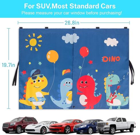 Car Side Window Shades, 2 Pack Magnetic Car Sun Shades for Baby Double Layer Full Shade/Half Shade Options Cartoon Car Window Curtain for Kids Heat/UV Protection in Saudi Arabia