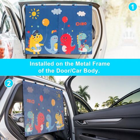 Car Side Window Shades, 2 Pack Magnetic Car Sun Shades for Baby Double Layer Full Shade/Half Shade Options Cartoon Car Window Curtain for Kids Heat/UV Protection in Saudi Arabia