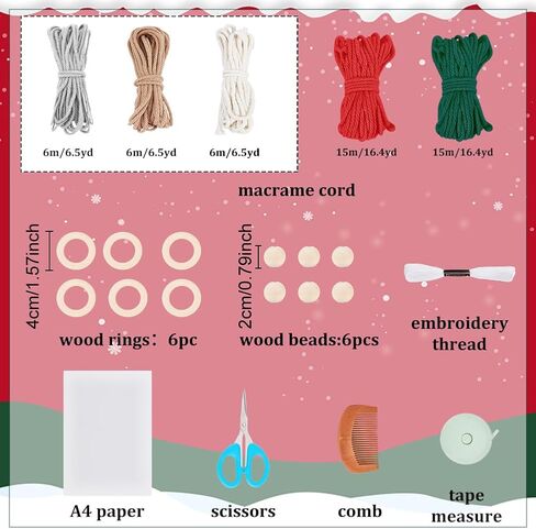 FREEBLOSS 6 Set DIY Macrame Santa Claus Kit Macrame Gnome Kit Macrame Christmas Ornaments Macrame Santa Claus for Christmas Tree Macrame Starter Kit for Decoration Gift in Saudi Arabia