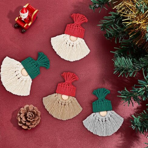 FREEBLOSS 6 Set DIY Macrame Santa Claus Kit Macrame Gnome Kit Macrame Christmas Ornaments Macrame Santa Claus for Christmas Tree Macrame Starter Kit for Decoration Gift in Saudi Arabia