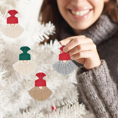 FREEBLOSS 6 Set DIY Macrame Santa Claus Kit Macrame Gnome Kit Macrame Christmas Ornaments Macrame Santa Claus for Christmas Tree Macrame Starter Kit for Decoration Gift in Saudi Arabia
