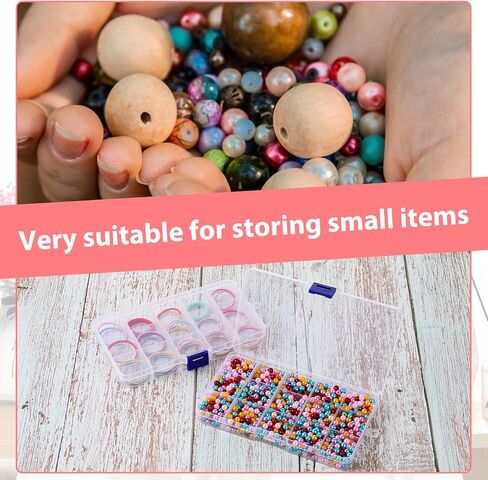 Thinp 2 Pack 15 Grids Bead Organizers and Storage Bead Containers Bead Organizer Box Plastic Jewelry Organizer Box Clear Organizer Box with Removable Dividers for Beads Earring Crafts in Saudi Arabia