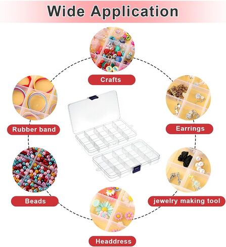 Thinp 2 Pack 15 Grids Bead Organizers and Storage Bead Containers Bead Organizer Box Plastic Jewelry Organizer Box Clear Organizer Box with Removable Dividers for Beads Earring Crafts in Saudi Arabia