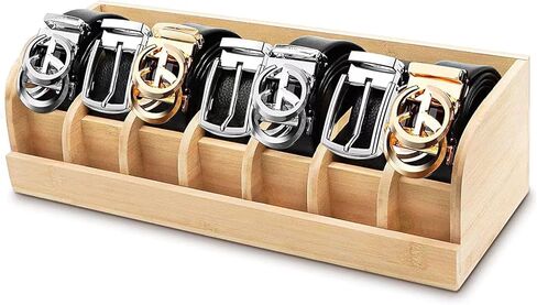 Wood Belt Organizer Box,7 Grids Belt Rack, Belt Organizer for Closet and Drawer, Belt Storage Organizer and Displayer, Belt Organizer for Men Women (Natural Wood) in Saudi Arabia
