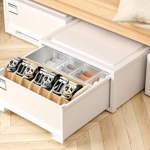 Wood Belt Organizer Box,7 Grids Belt Rack, Belt Organizer for Closet and Drawer, Belt Storage Organizer and Displayer, Belt Organizer for Men Women (Natural Wood) in Saudi Arabia