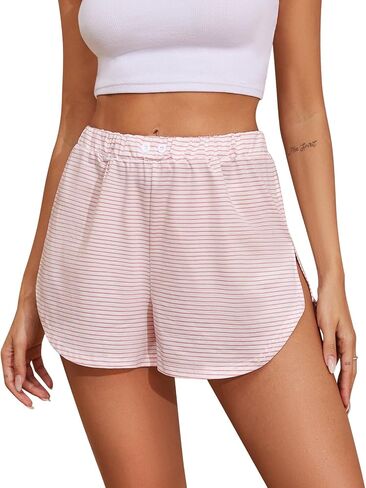 Prosoft&Hawiton Women Pajama Shorts Striped Sleeping Shorts Sleepwear Lounge Pj Bottoms with Button Front in Saudi Arabia