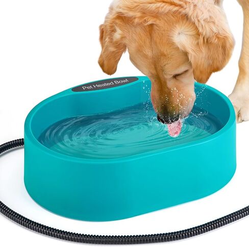 3.2L Large Heated Water Bowl for Outdoor, 30W Thermostatic Control Heating Pet Bowl with 6.6Ft Bite-Proof Cord for Winter Dogs Cats Chickens Duck Squirrels in Kuwait