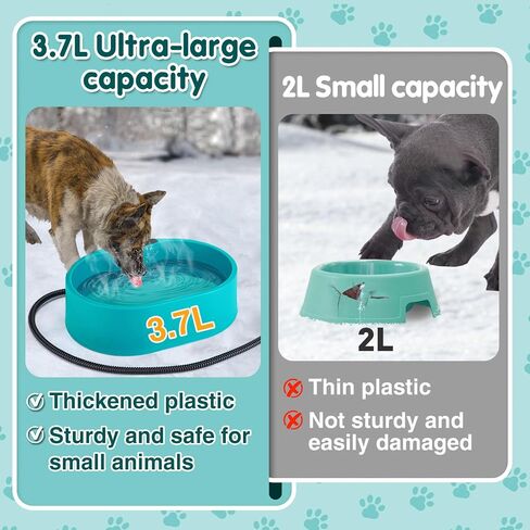 3.2L Large Heated Water Bowl for Outdoor, 30W Thermostatic Control Heating Pet Bowl with 6.6Ft Bite-Proof Cord for Winter Dogs Cats Chickens Duck Squirrels in Kuwait