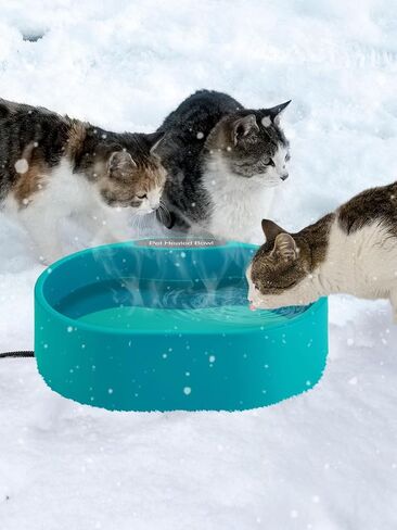 3.2L Large Heated Water Bowl for Outdoor, 30W Thermostatic Control Heating Pet Bowl with 6.6Ft Bite-Proof Cord for Winter Dogs Cats Chickens Duck Squirrels in Kuwait