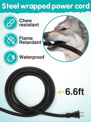 3.2L Large Heated Water Bowl for Outdoor, 30W Thermostatic Control Heating Pet Bowl with 6.6Ft Bite-Proof Cord for Winter Dogs Cats Chickens Duck Squirrels in Kuwait