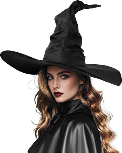Halloween Women's Black Witch Hat Oversized Witches Hats Wide Brim Party Accessory in Saudi Arabia