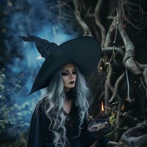 Halloween Women's Black Witch Hat Oversized Witches Hats Wide Brim Party Accessory in Saudi Arabia