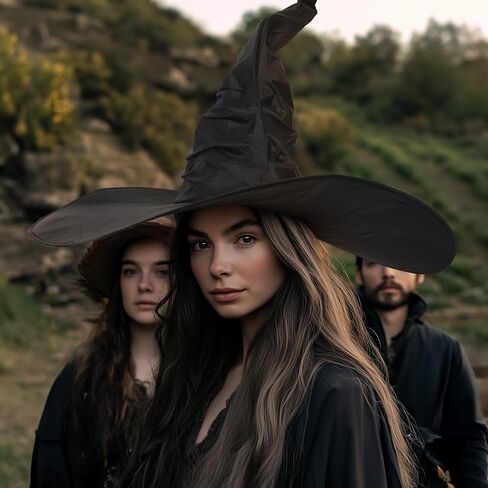 Halloween Women's Black Witch Hat Oversized Witches Hats Wide Brim Party Accessory in Saudi Arabia
