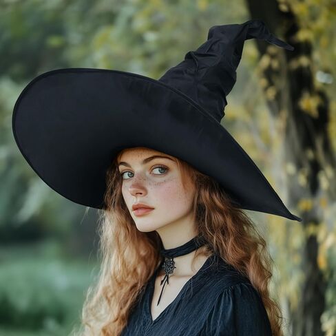 Halloween Women's Black Witch Hat Oversized Witches Hats Wide Brim Party Accessory in Saudi Arabia