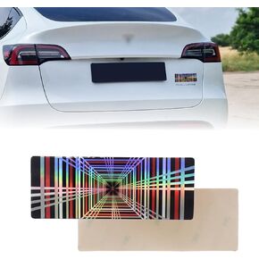 Magentic 3D Plaid Badge Decal Rear Trunk Magnet Performance Sticker Color-Shifting Decor Compatible with Tesla Model 3 Y X S