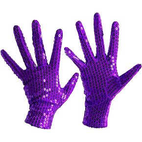 Chendvol Unisex Wrist Length Sequin Shiny Gloves Sparkling 80s Glitter Party Costume Cosplay Gloves