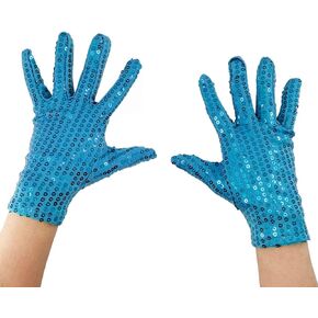 Chendvol Unisex Wrist Length Sequin Shiny Gloves Sparkling 80s Glitter Party Costume Cosplay Gloves
