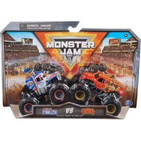 Monster Jam, Official Lucas Stabilizer Vs. Jester Die-Cast Monster Trucks, 1:64 Scale, Kids Toys for Boys Ages 3 and up