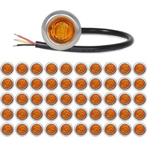 MADCATZ 3/4 Inch Round Amber LED Clearance Side Marker Lights 3 LED with Chrome Bezel for Trailer Truck Pickup Tow Lorry Boat Waterproof 12V DC Two Step Brightness