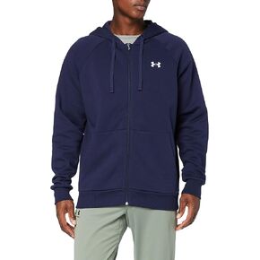 Under Armour Men's UA Rival Cotton Full Zip Hoodie - 1357106-410 - Midnight Navy/Onyx White - XL