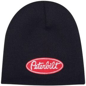 Black Knit Skull Beanie, Embroidered Oval Logo, Acrylic