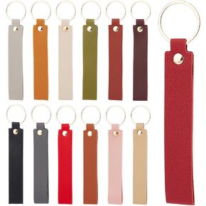 SUNNYCLUE 1 Box 26Pcs 13 Colors Laser Leather Keychains PU Engraving Leather Keychain Blanks Tags with Iron Key Rings Key Chain Hooks for Keychains Keyrings Making Supplies DIY Craft Leathers Working