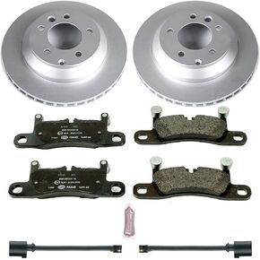 Power Stop ESK5979 Rear Euro-Stop Brake Kit Porsche Volkswagen and 2 Rear Sensor Wires For Porsche Cayenne 2011-2018, Volkswagen Touareg 2011-2017 [Model Specific]
