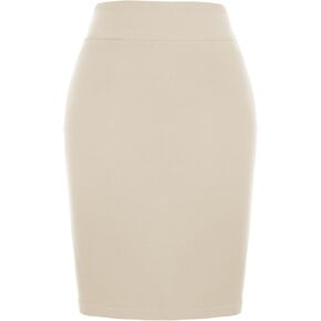 Kate Kasin Women's Knee Length Pencil Skirts High Waisted Slim Fit Business Casual Skirt